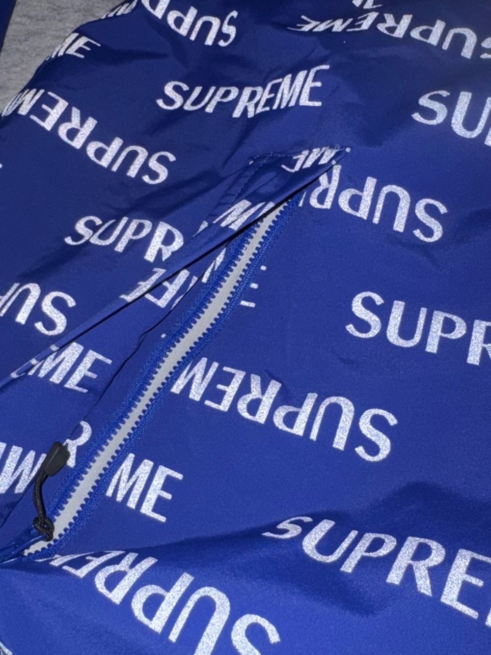 Mens Supreme 3M Reflective Repeat Taped Seam Jacket Blue - Picture 11 of 14